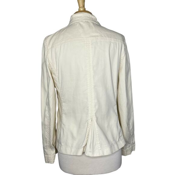 TALBOTS Ivory White Twill Utility Jacket Size 10 Womens Button Cotton Nylon - Picture 3 of 10